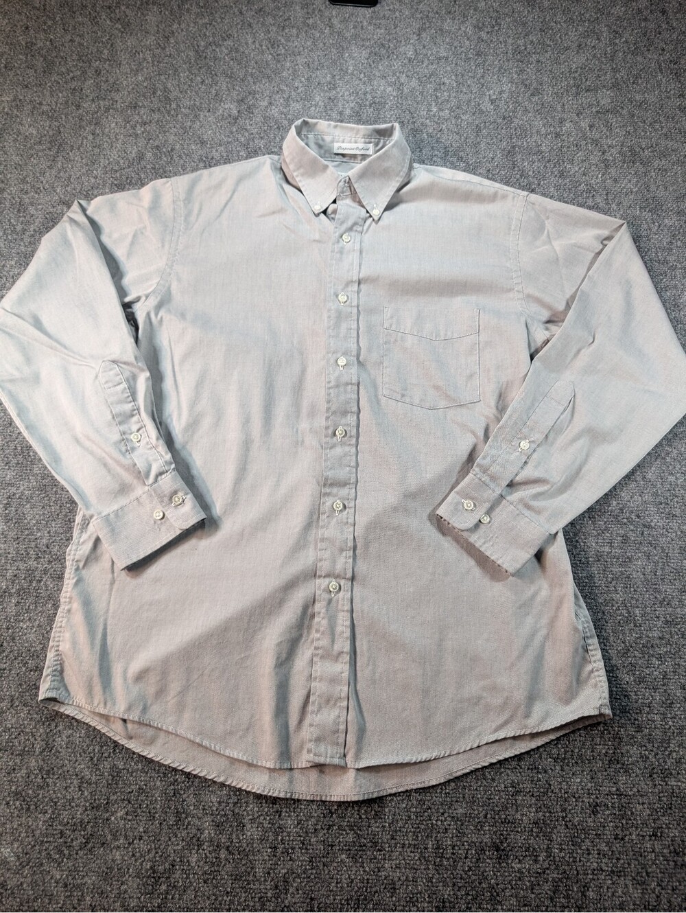 Arrow Fairfield Pinpoint Oxford Men's Dress Shirt Size 16-32/33 Gray Vintage